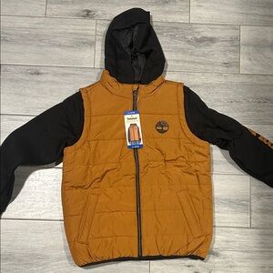 Timberland Tan and Black Hooded Jacket